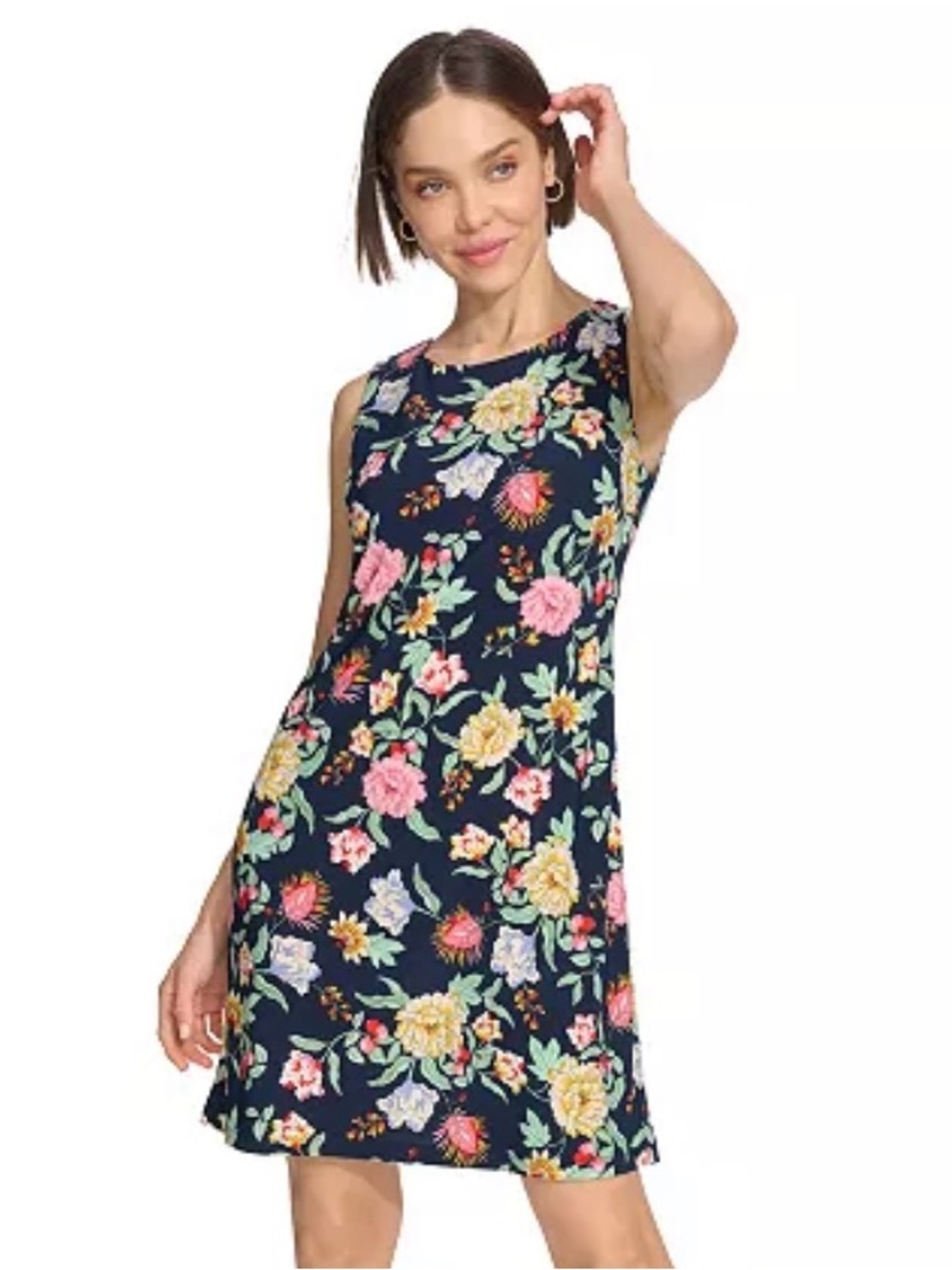 Tommy Hilfiger Women's Floral Print Round Neck Dress